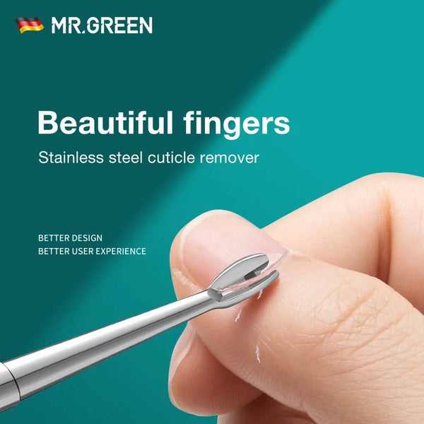 MR.GREEN Cuticle Remover Dead Skin Pusher Surgical Grade Stainless Steel Nail Art Manicure Tools Scraper Nail Cleaner Trimmer