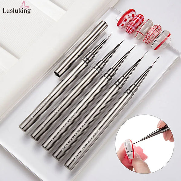 5PCS Nail Art Liner Brushes Hand Painted Brush Acrylic UV Gel Colours Paints Builder Drawing Pen DIY Manicure Design Accessories